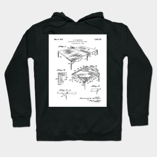 Table Tennis Patent - Tennis Art - Black And White Hoodie